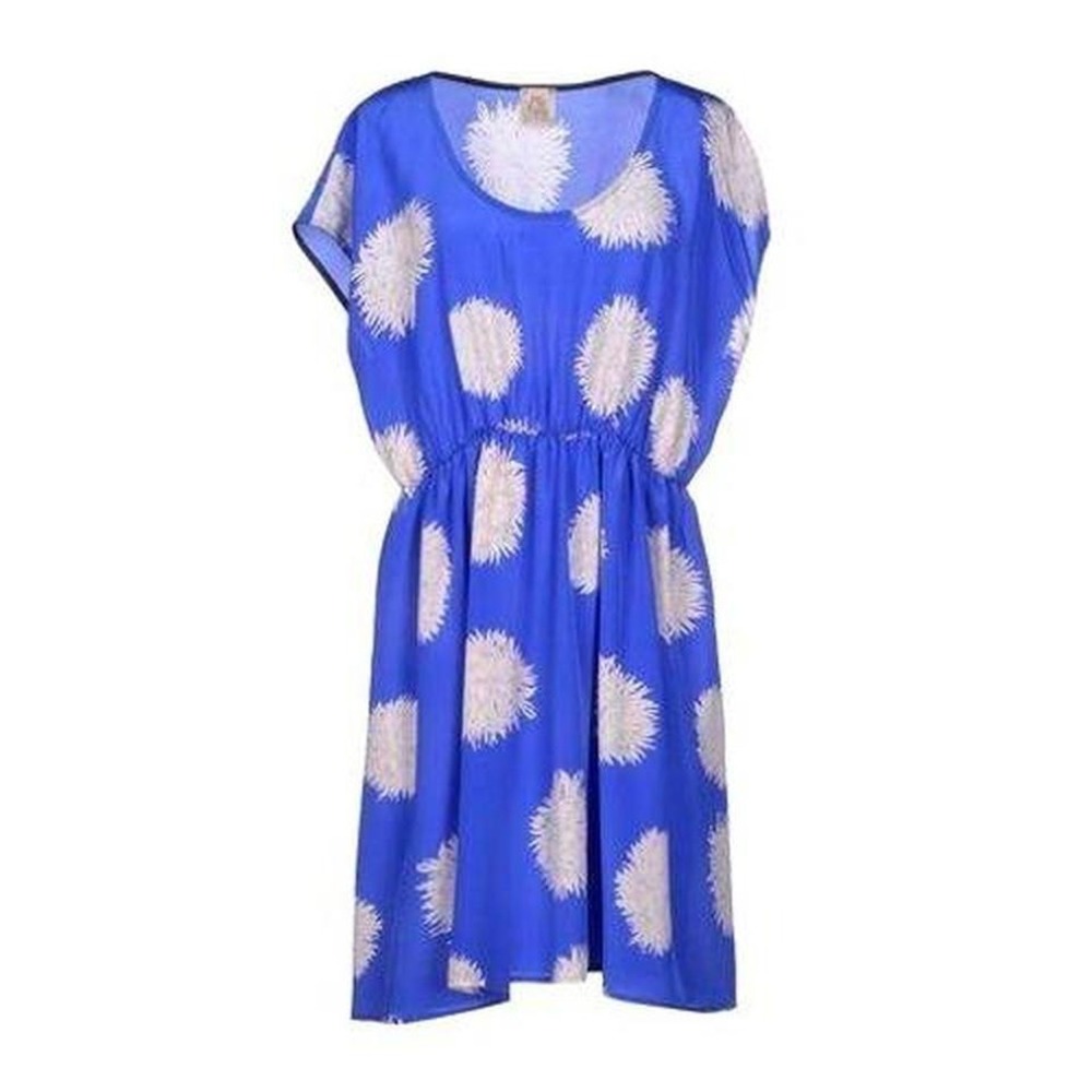 NWT Attic and Barn blue and white floral silk dress. Large